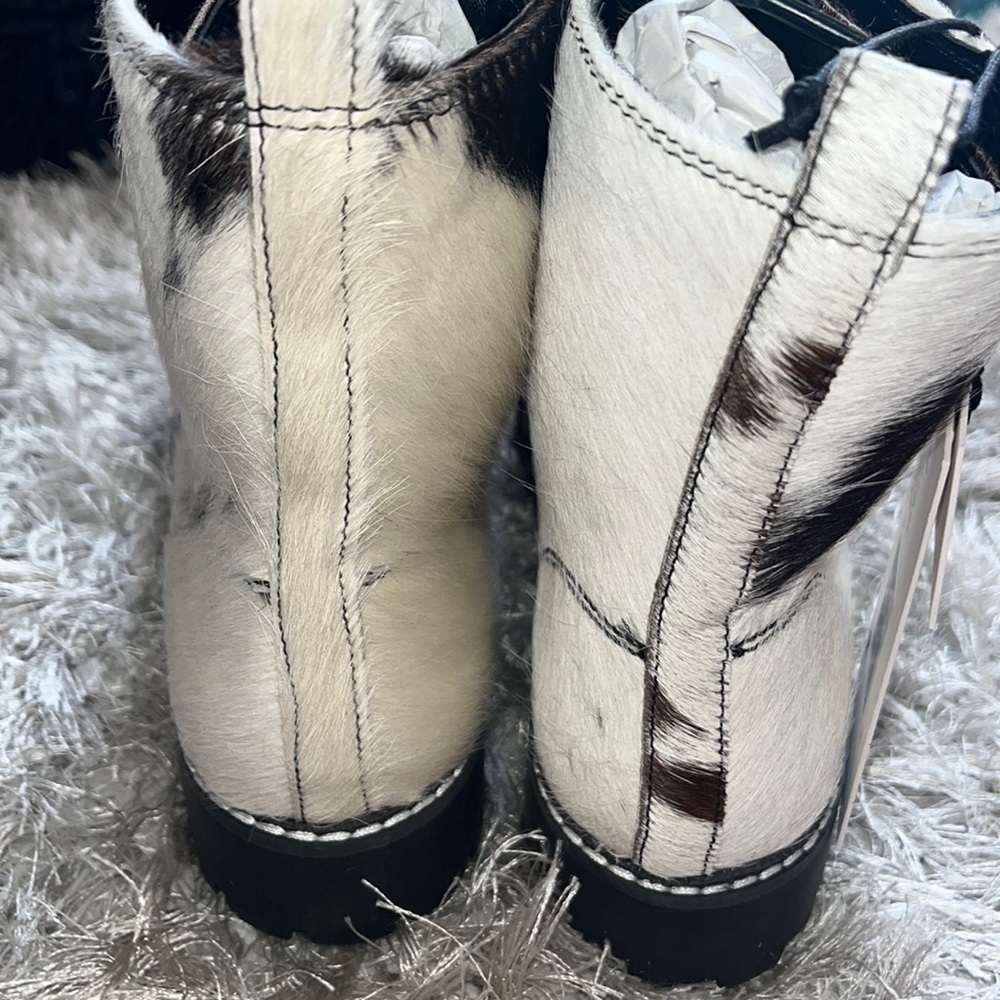 Myra Bag Black and White Cowhide Ankle Boots - Picture 9 of 14